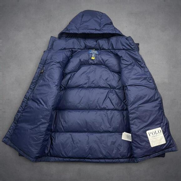 Polo Ralph Lauren Women's Small Navy Gorham Down Puffer Jacket Parka Coat Hooded - Picture 4 of 8